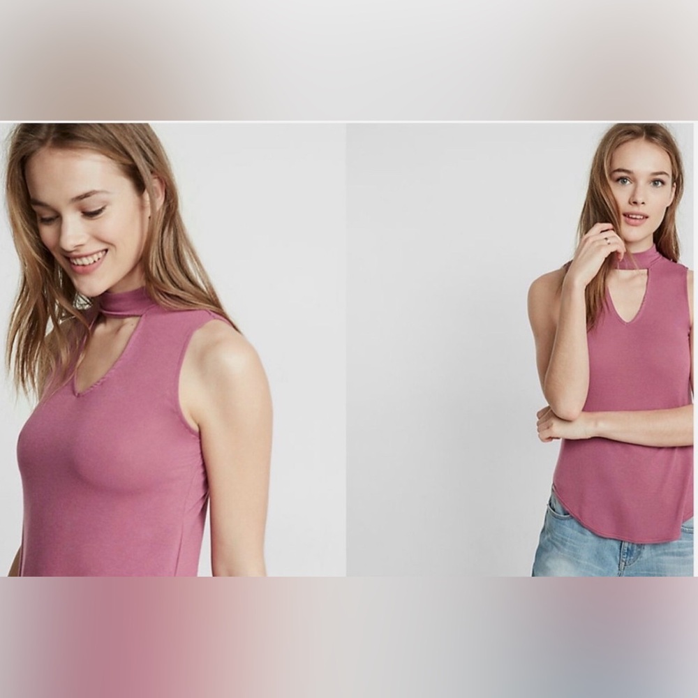 Express Keyhole Mauve Sleeveless Tank Top